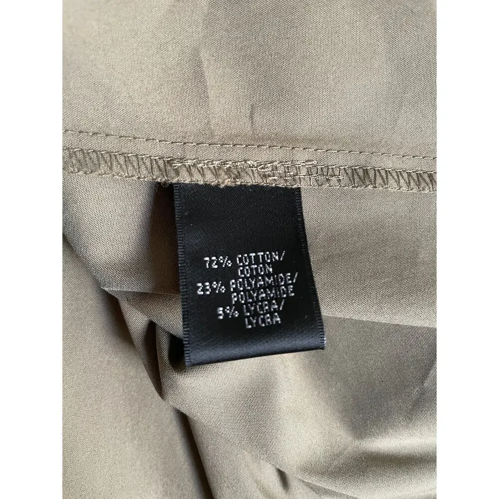 Lafayette 148 Button Up Tunic Shirt, Khaki Olive Green, 10 - Picture 7 of 8